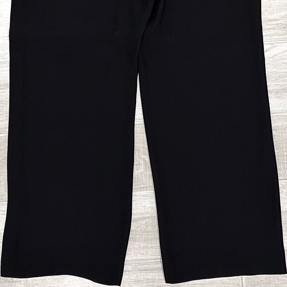 Armani Collezioni Mid Rise Wide Leg Silk Blend Trouser Pants in Black Size 12 - Picture 9 of 16